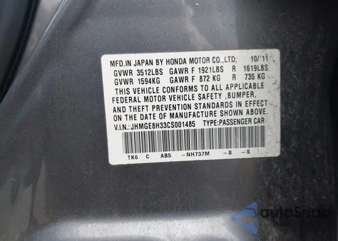2012 Honda Fit z USA, uszkodzony, nr VIN JHMGE8H33CS001485